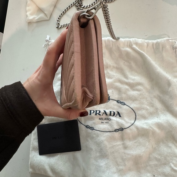 Prada Logo Plaque Quilted Purse. Small. Pink. - Picture 6 of 8